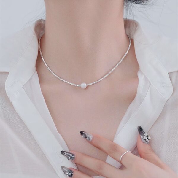 Silvera 飾品碎銀珍珠項鍊 純銀999